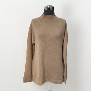 J. Crew Sweater Women's XS Tan 100% Cashmere Mock Neck Long Sleeve Pullover
